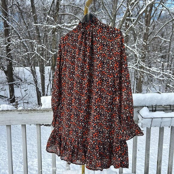 Allegra K Women's Chiffon Floral Cottagecore long sleeves dress with tie neck S - Picture 2 of 6